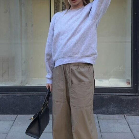 Aritzia Babaton System Poplin Pant Wide Leg Pants Army Olive Green Size Small - Picture 2 of 8